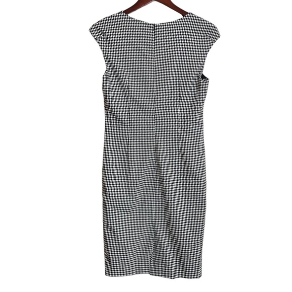 Zara Houndstooth Fitted Sheath Dress Black & White Size Medium Herringbone Work - Picture 3 of 9